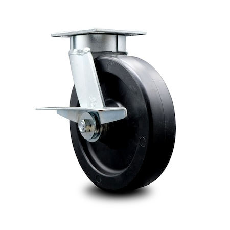 Service Caster 8 Inch Kingpinless Polyolefin Wheel Swivel Caster with Brake SCC-KP30S820-POR-SLB
